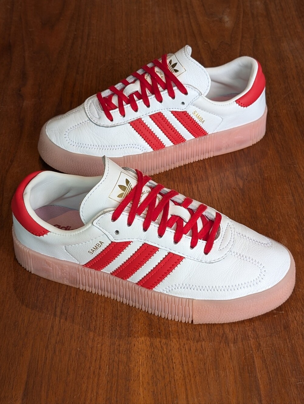 Adidas Originals Sambarose White Red Platform Sneakers FX6269 Women’s